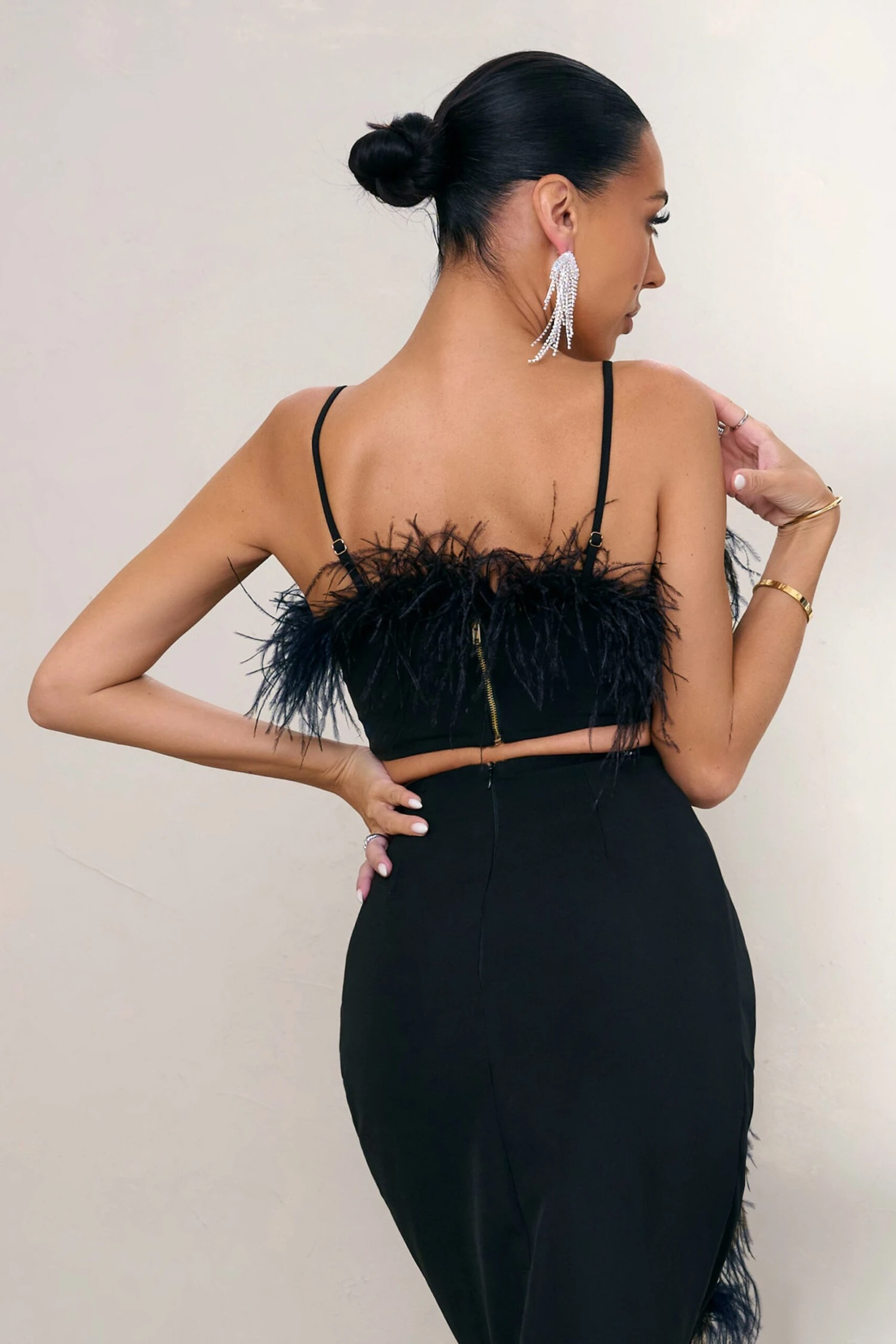 Prestige | Black Bralette With Feather Trim - Image 2