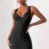 Jetsetter | Black Bandage Wired Mini Dress With Shaping Seam Detail