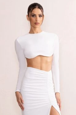 North | White High Neck Long Sleeved Crop Top