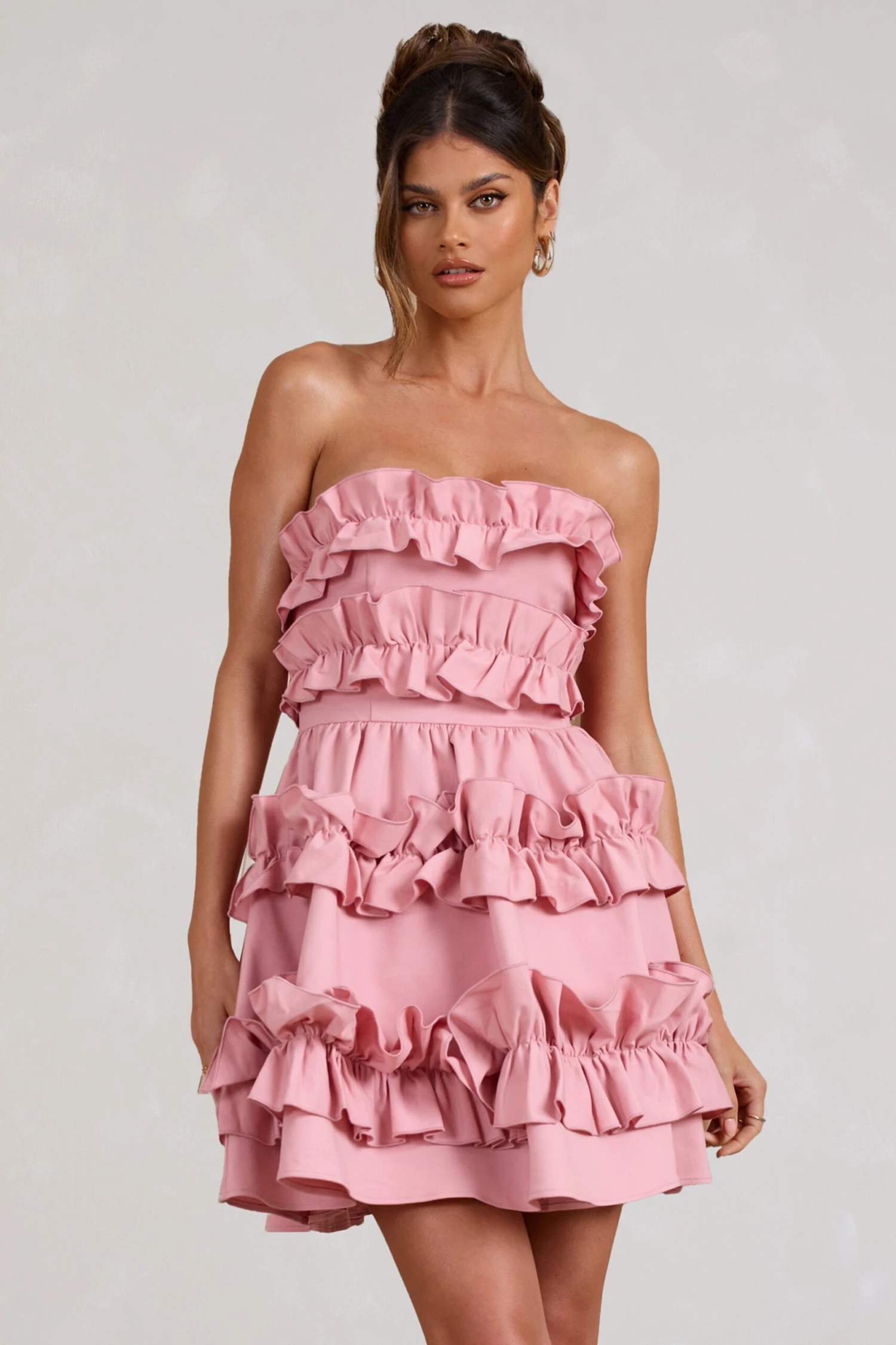 Rosette | Blush Ruffled Bandeau Mini Dress - Image 5