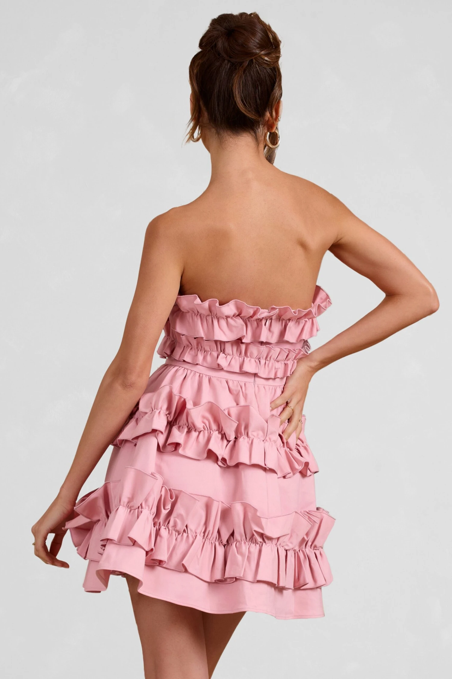 Rosette | Blush Ruffled Bandeau Mini Dress - Image 2