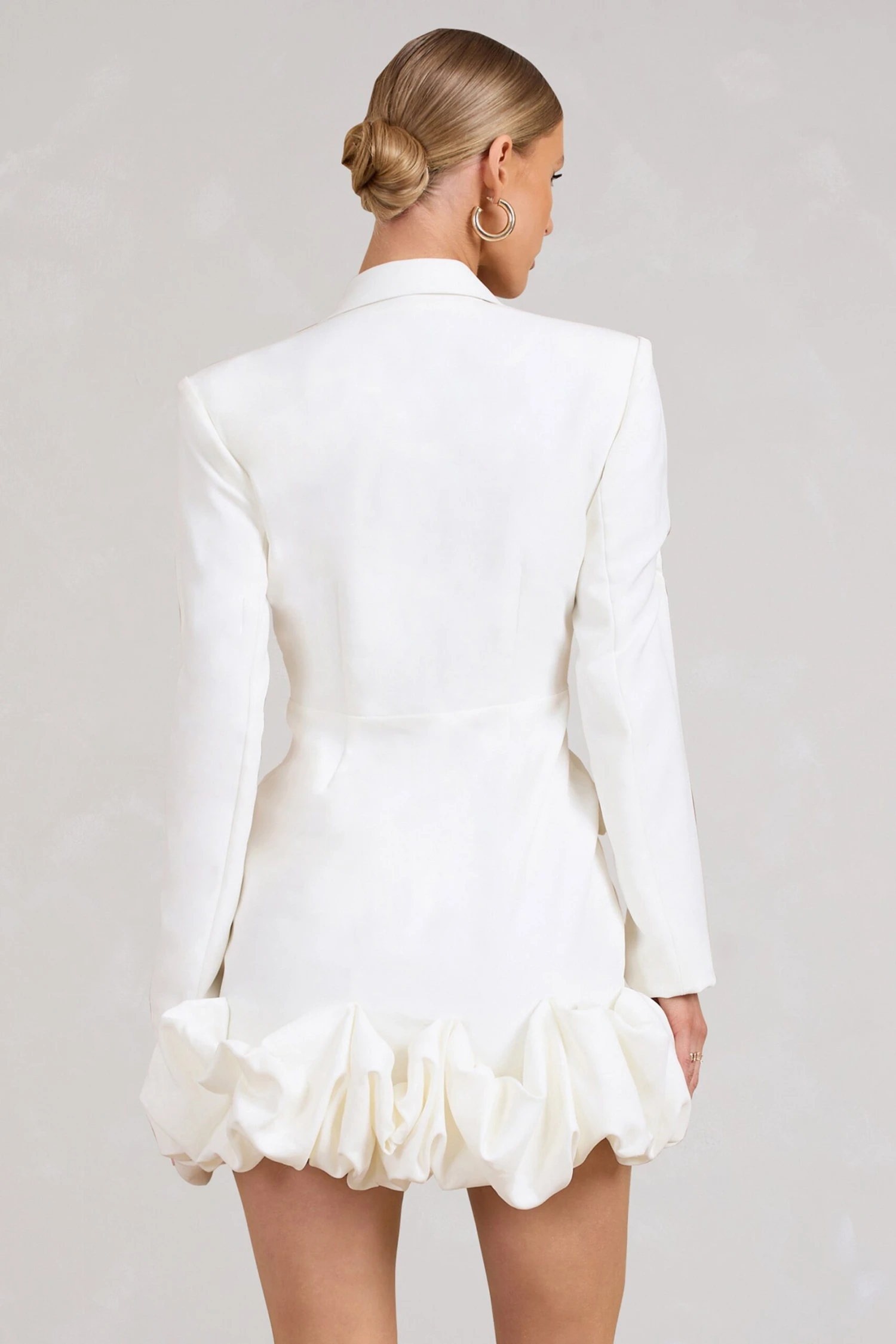 Cloud Catching | White Tailored Blazer Mini Dress With Ruffled Hem - Image 2