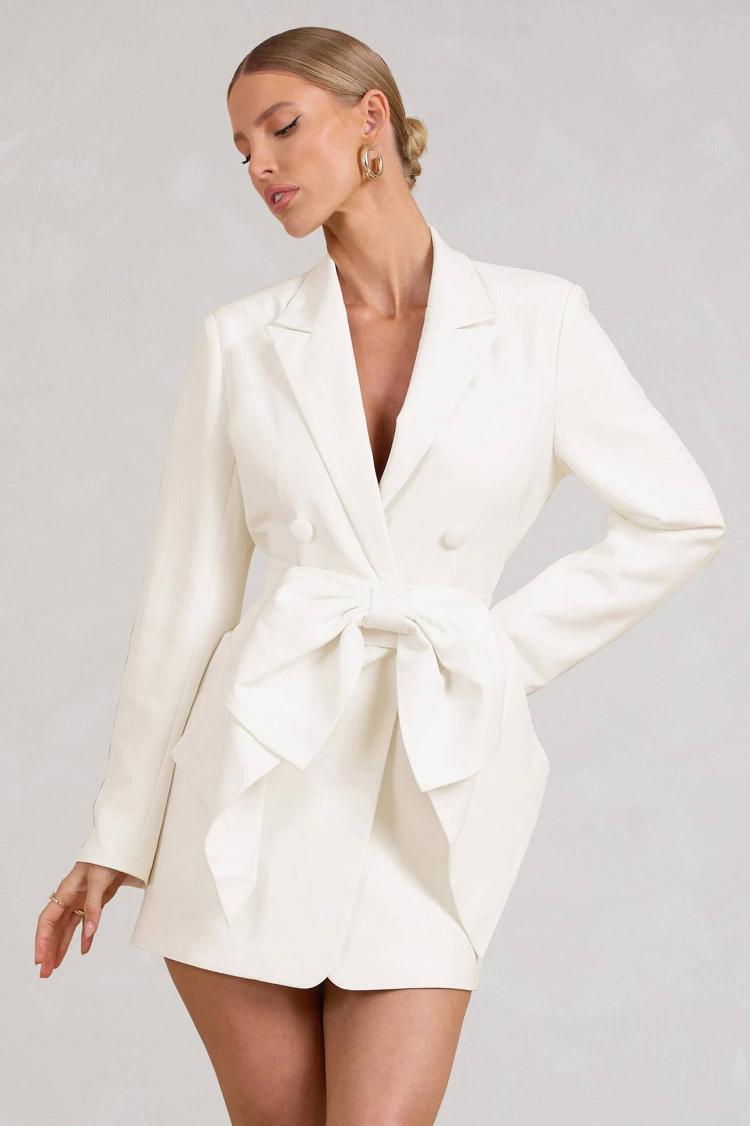 Prized | White Tailored Blazer Mini Dress With Bow - Image 5
