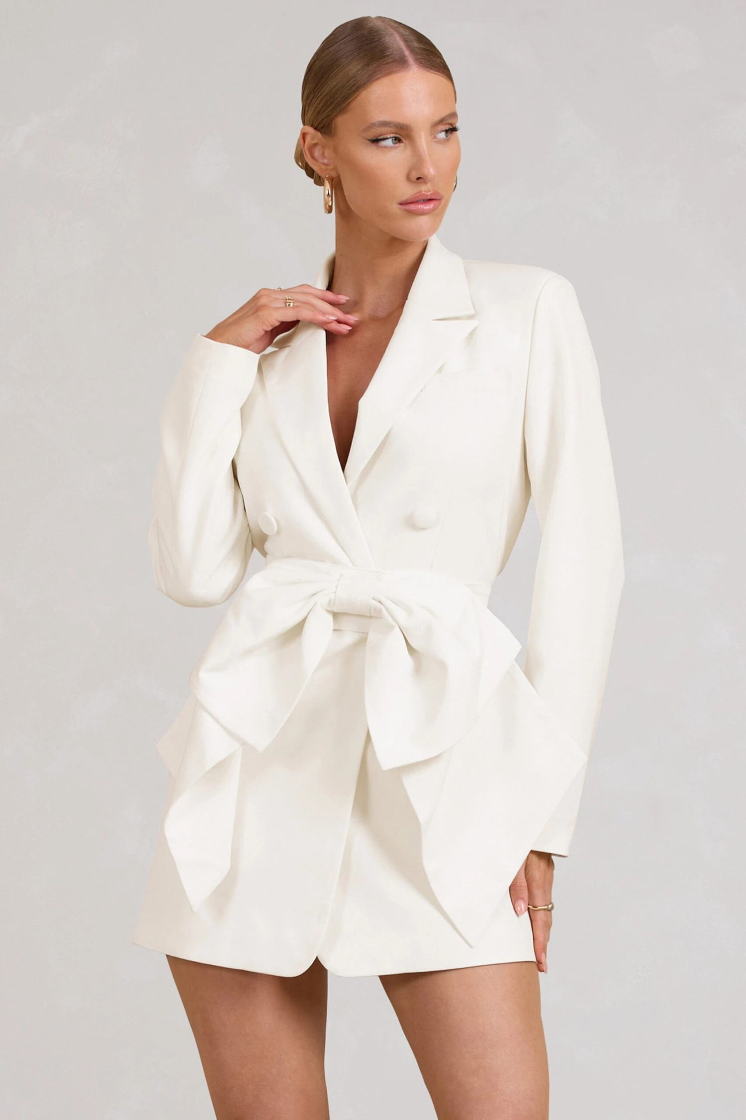 Prized | White Tailored Blazer Mini Dress With Bow - Image 4