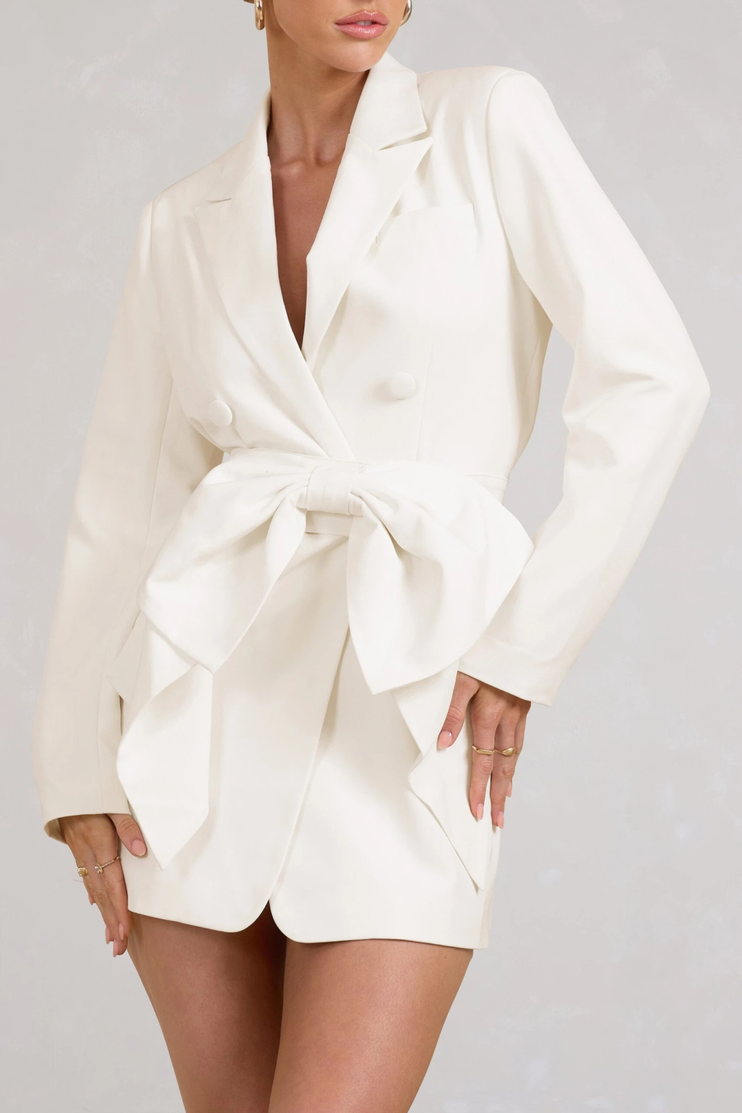 Prized | White Tailored Blazer Mini Dress With Bow - Image 3