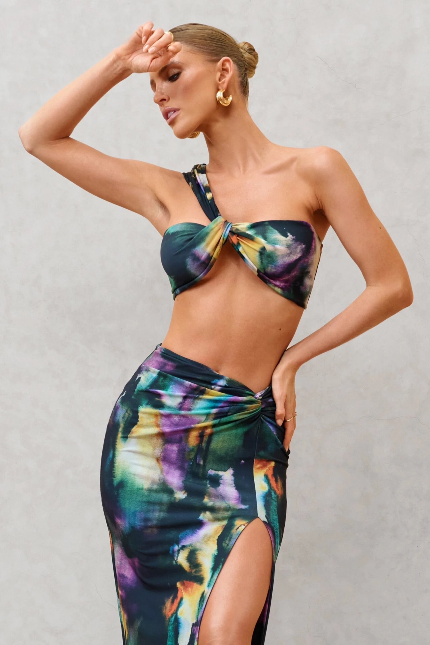 Open Heart | Watercolour Print Knot One Shoulder Bralette - Image 5