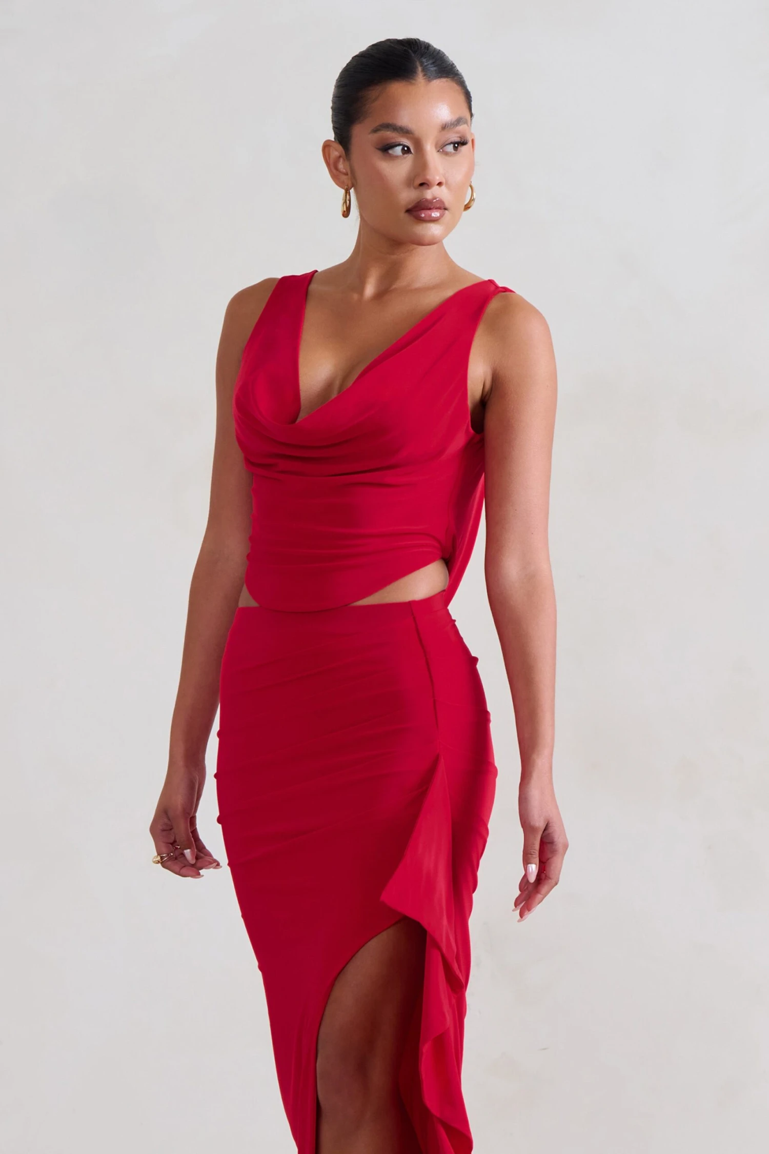 Femme Classique | Red Cowl Crop Top - Image 6