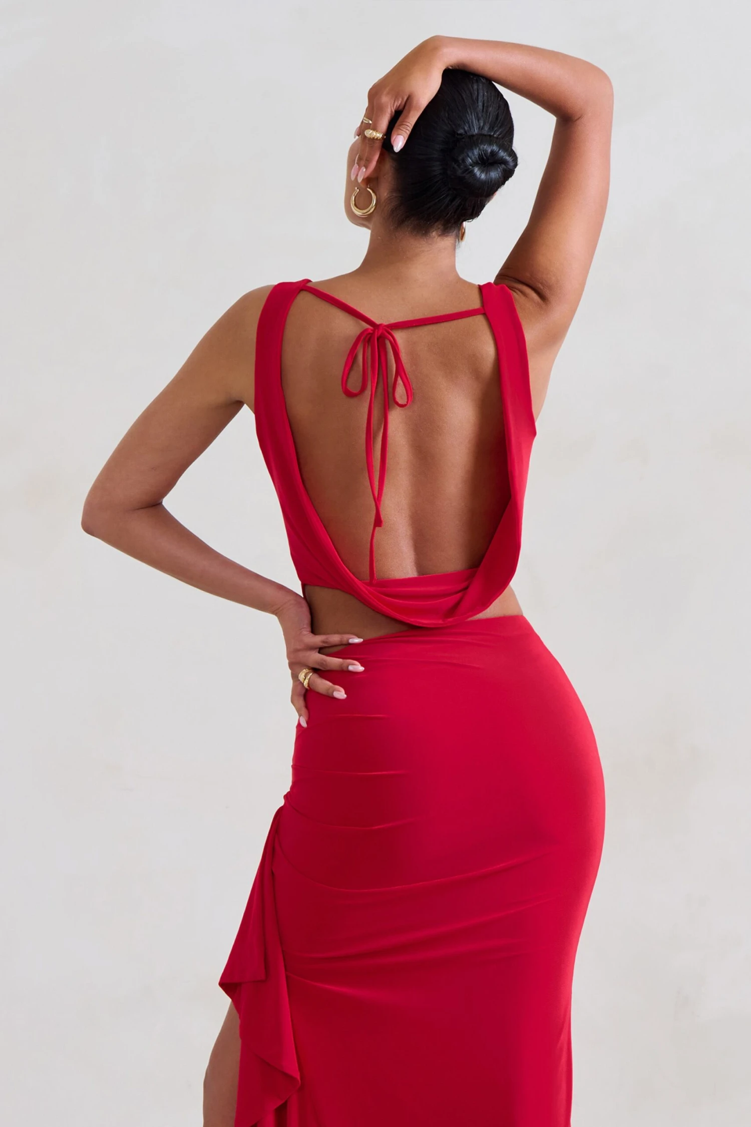 Femme Classique | Red Cowl Crop Top - Image 2