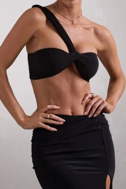 Open Heart | Black Knot One Shoulder Bralette