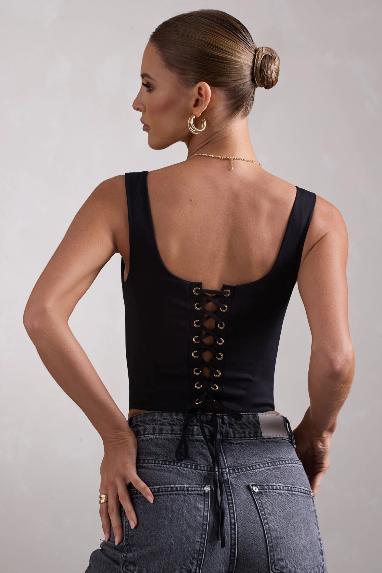 Yolanda | Black Strappy Corset Top - Image 2