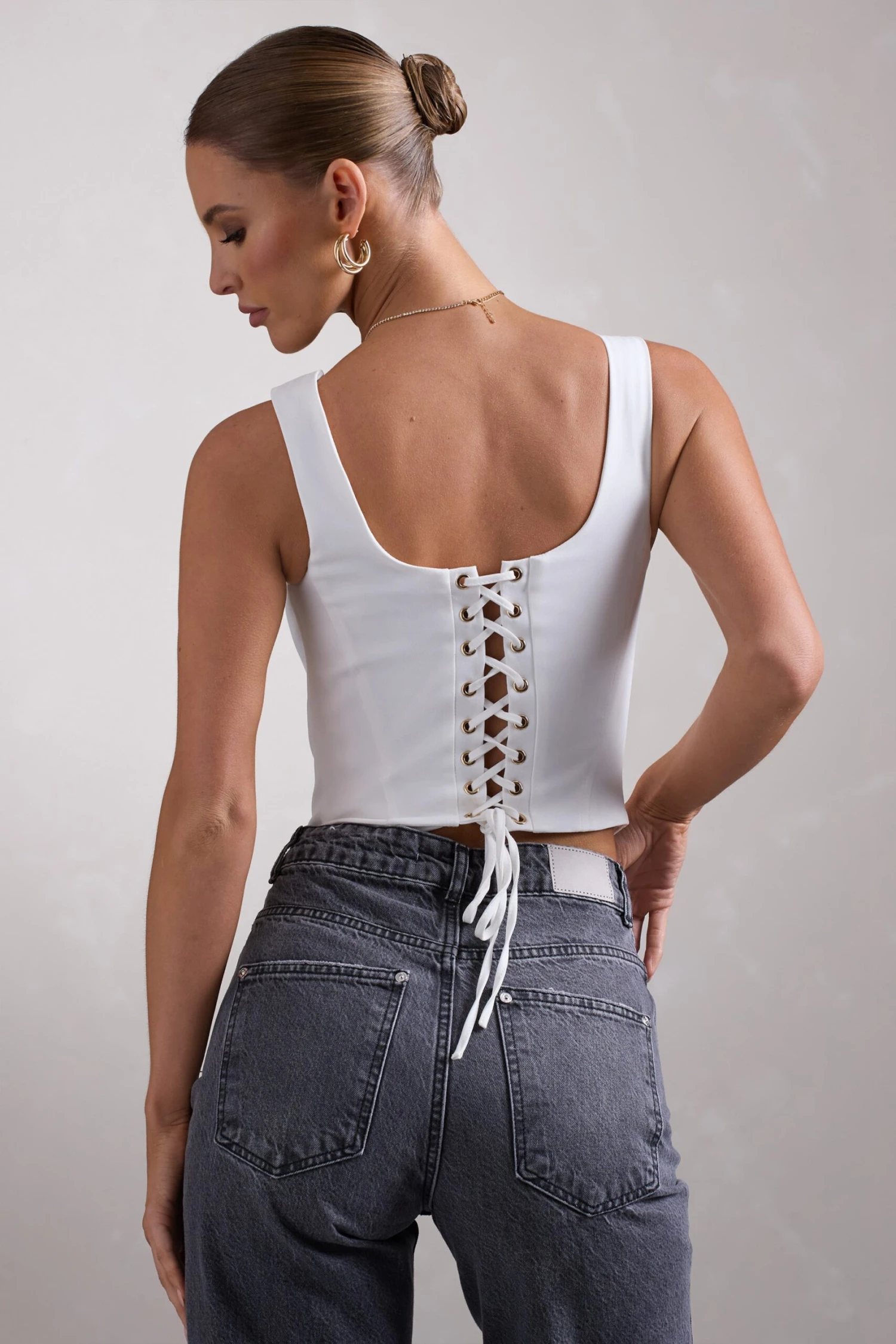 Yolanda | White Strappy Corset Top - Image 2