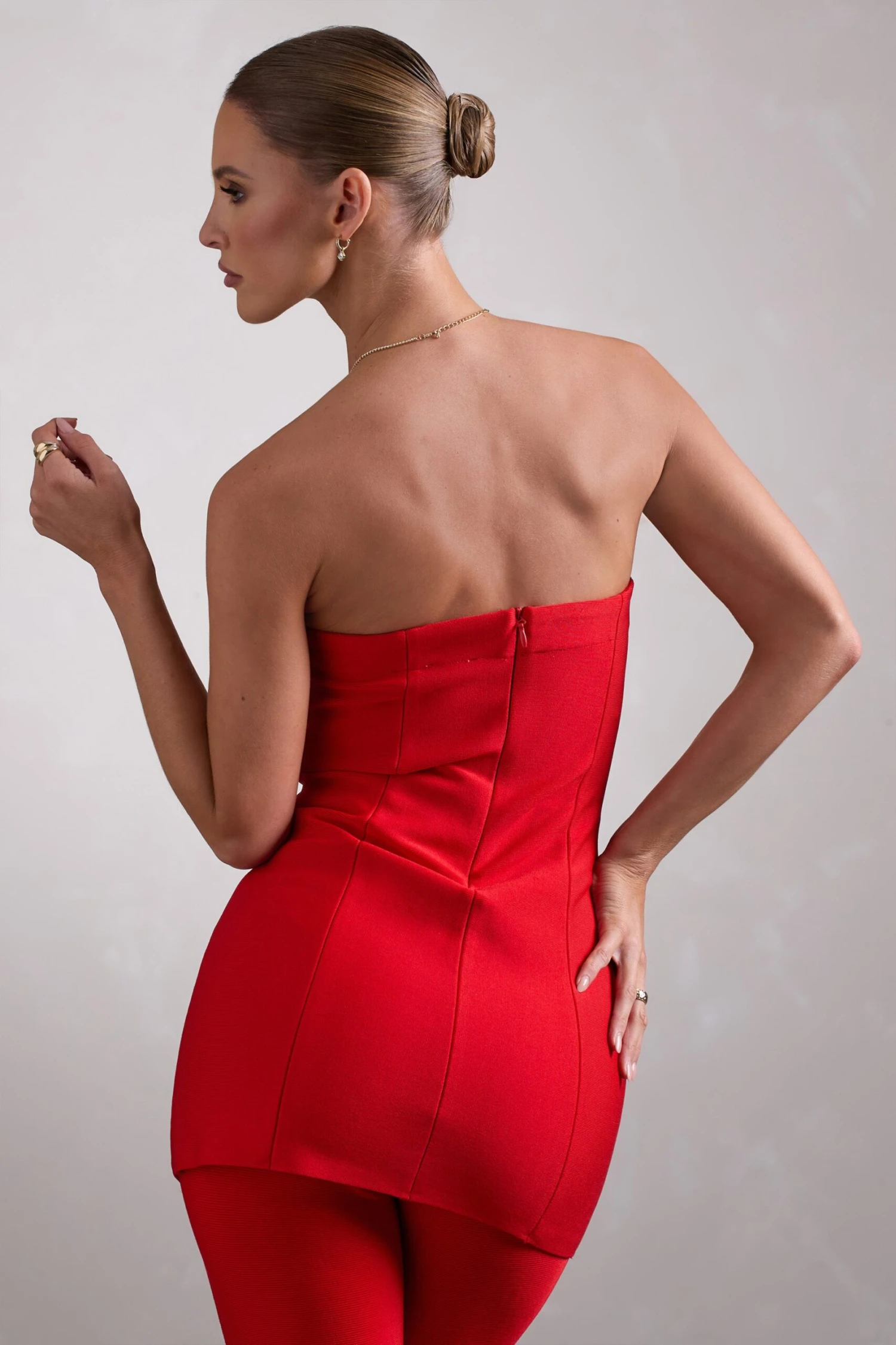 Rylee | Red Bandage Strapless Longline Top - Image 2