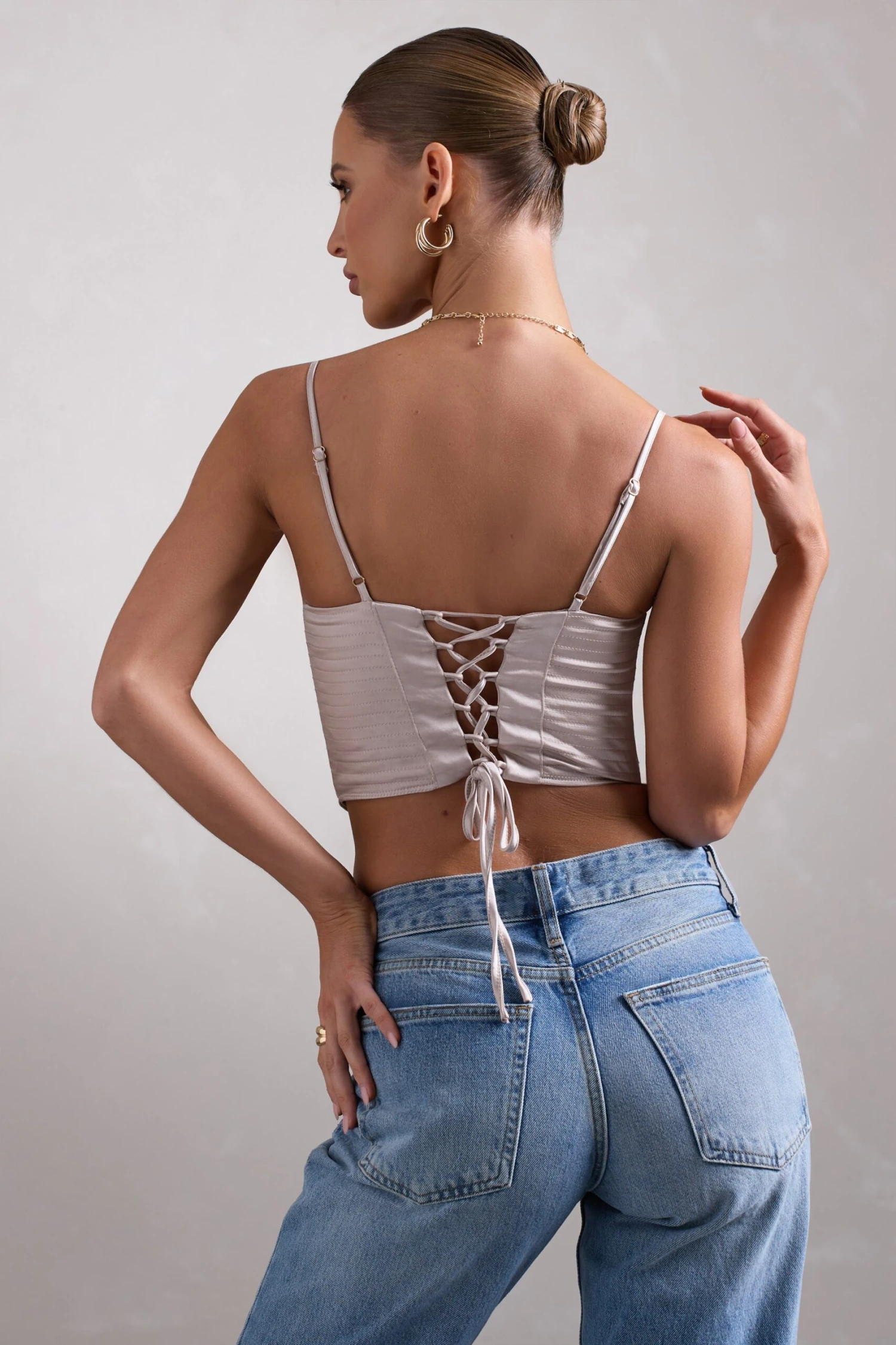 Prosecco | Champagne Satin Draped Corset Top - Image 2