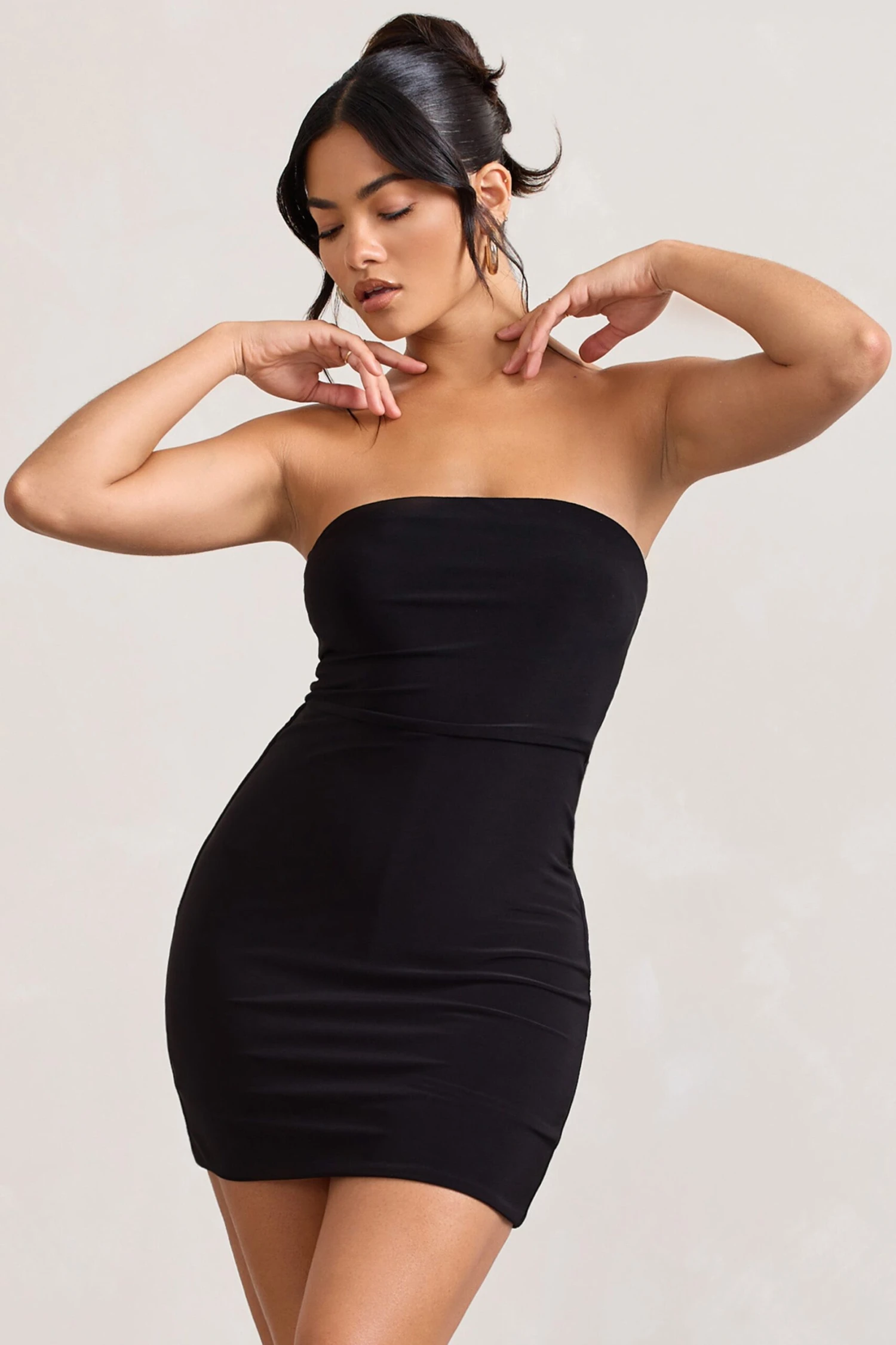 In The Press | Black Bandeau Bodycon Mini Dress - Image 4