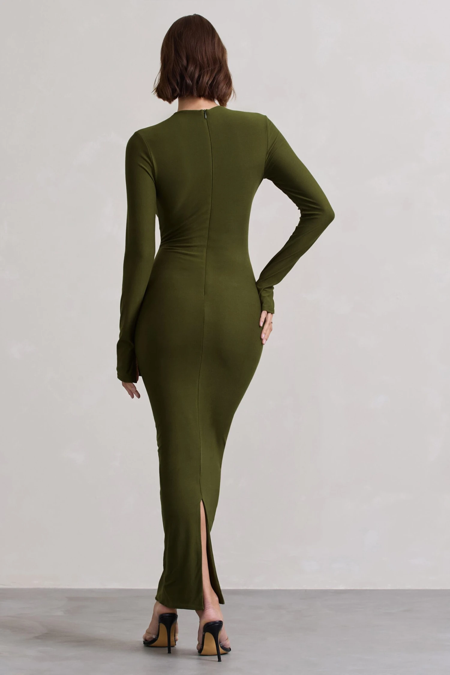 Wonder | Moss Green Bodycon Long-Sleeve Maxi Dress - Image 2