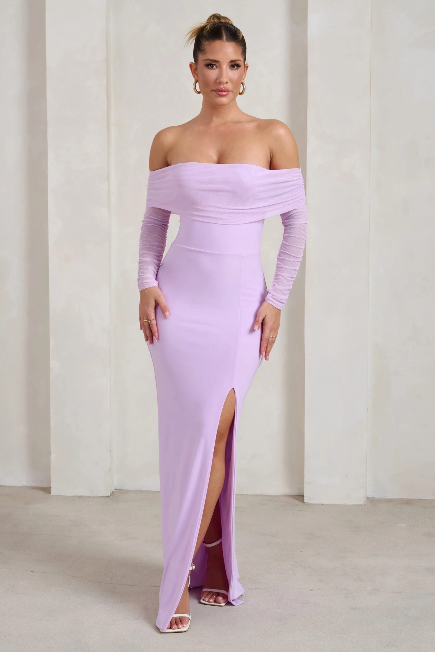 On Your Mind | Lilac Mesh Long Sleeve Maxi Dress