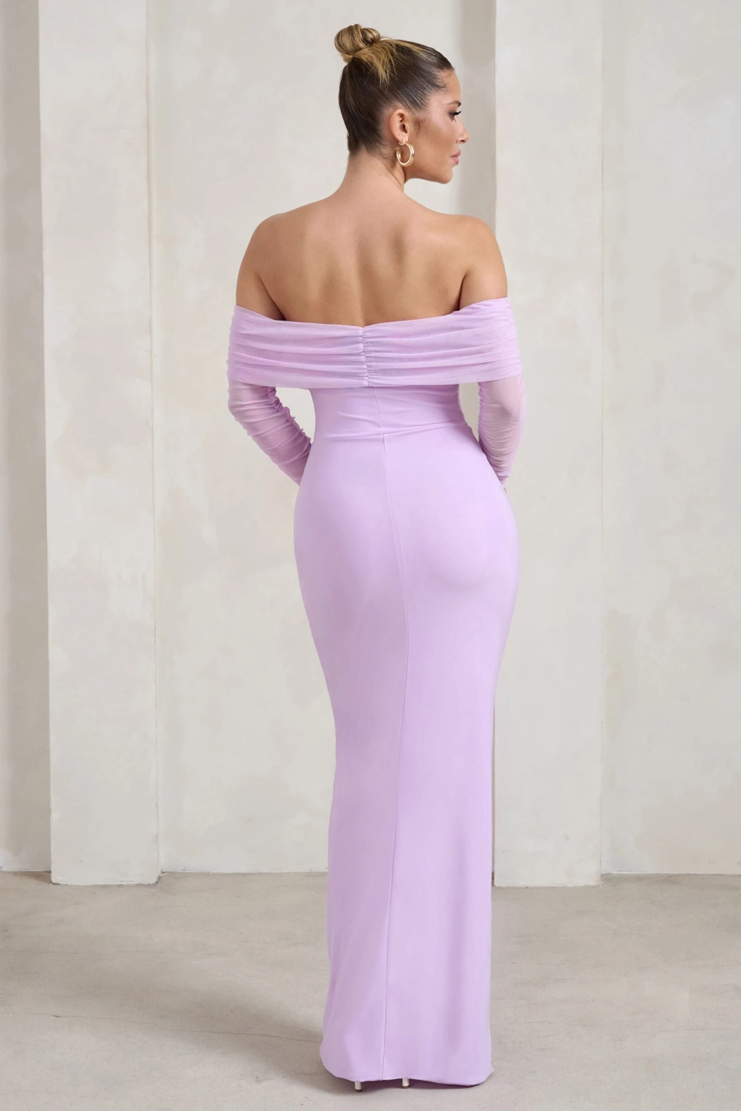 On Your Mind | Lilac Mesh Long Sleeve Maxi Dress - Image 2