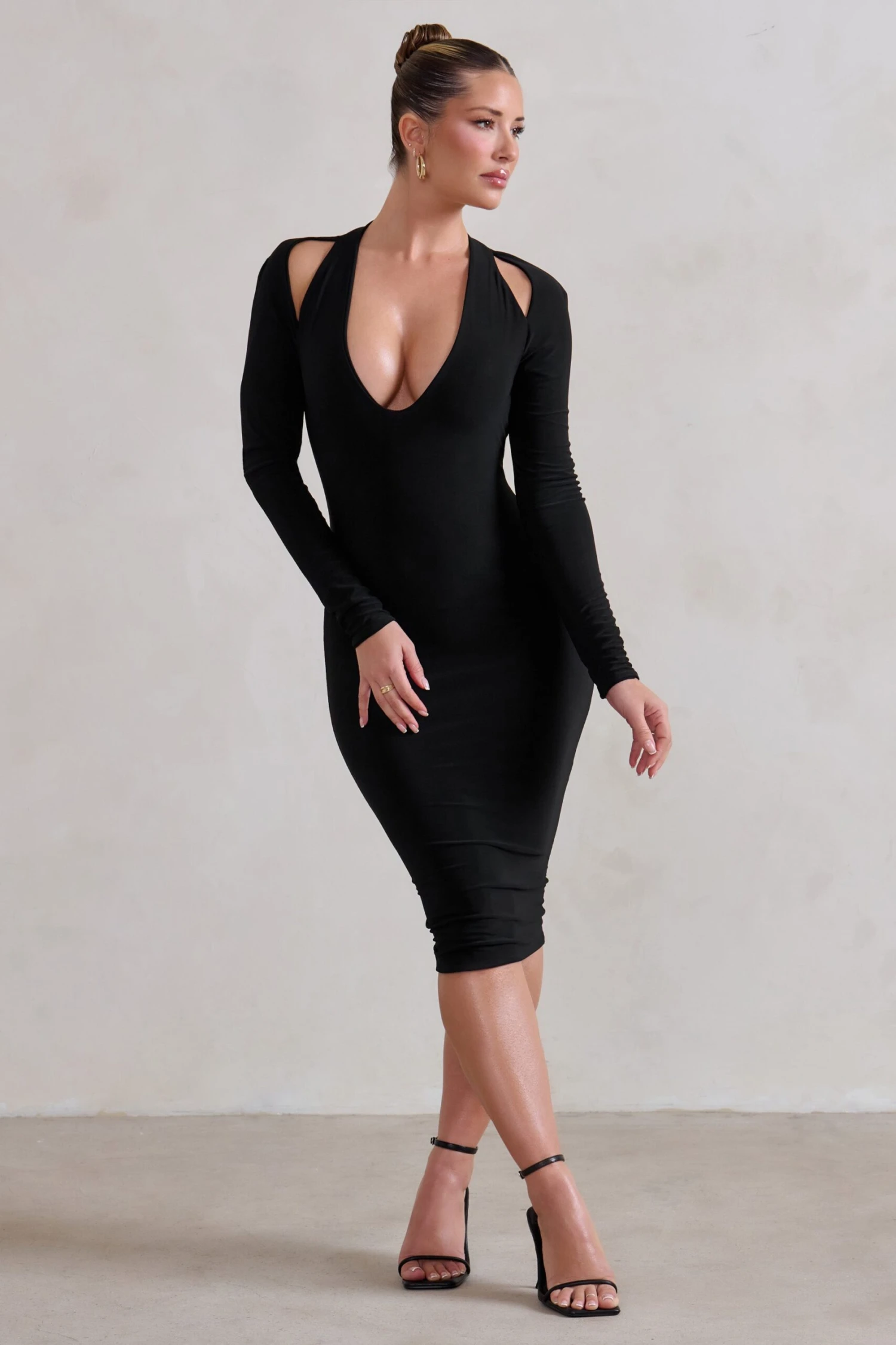 Get Serious | Black Cut Out Detail Backless Midi Dress - Image 6