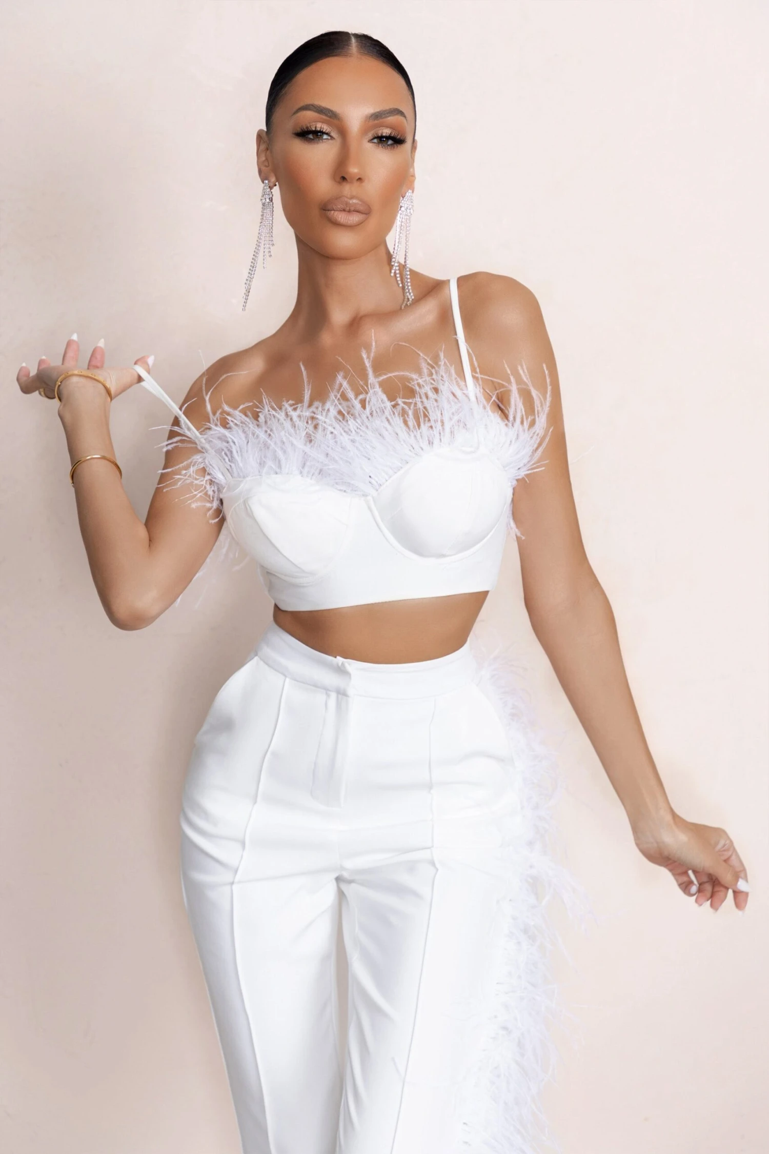 Prestige | White Bralette With Feather Trim - Image 5