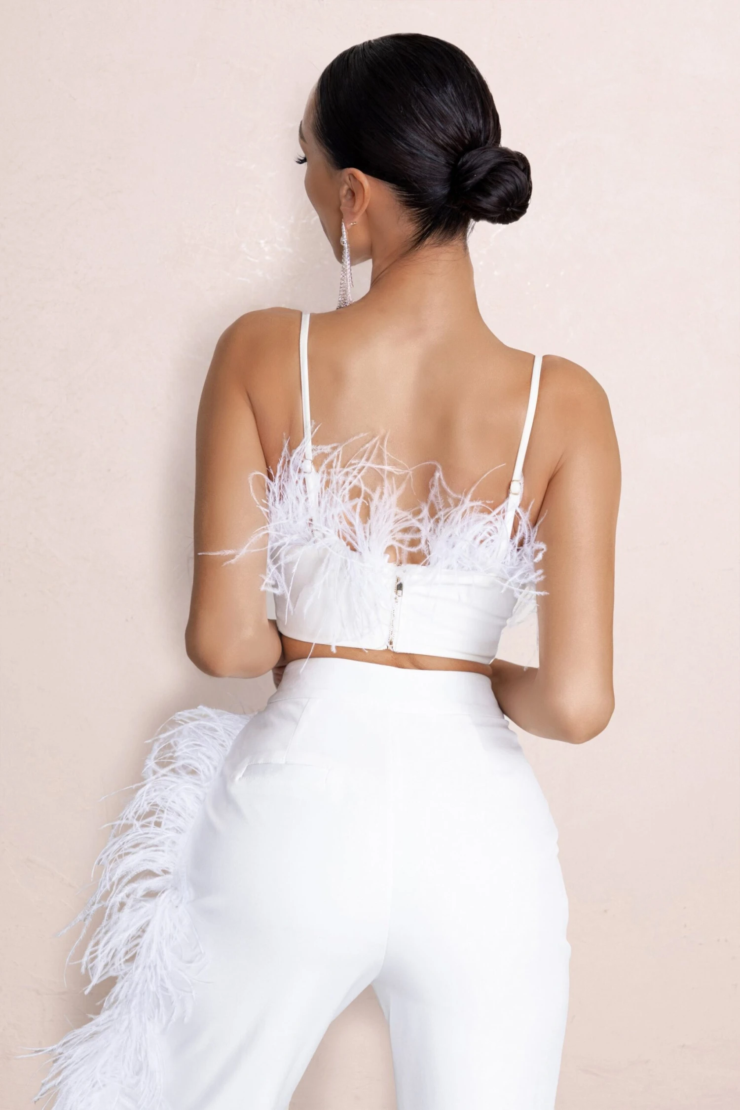 Prestige | White Bralette With Feather Trim - Image 2